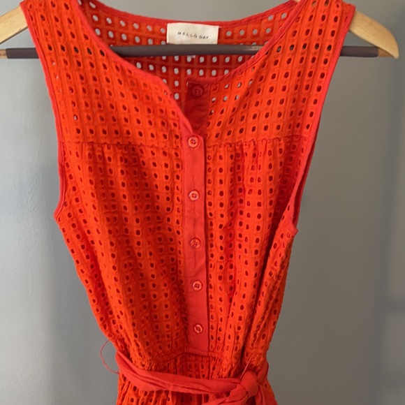 Eyelet midi button down midi dress. - Picture 2 of 3